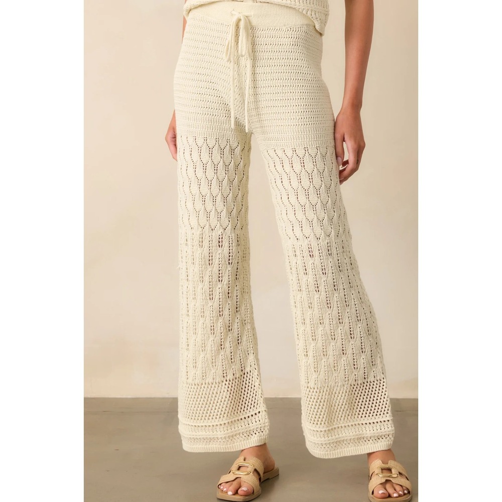 NWT‎ Z Supply Ivory Adia Crochet Pants Ivory White SMALL Beach Boho Knit Summer